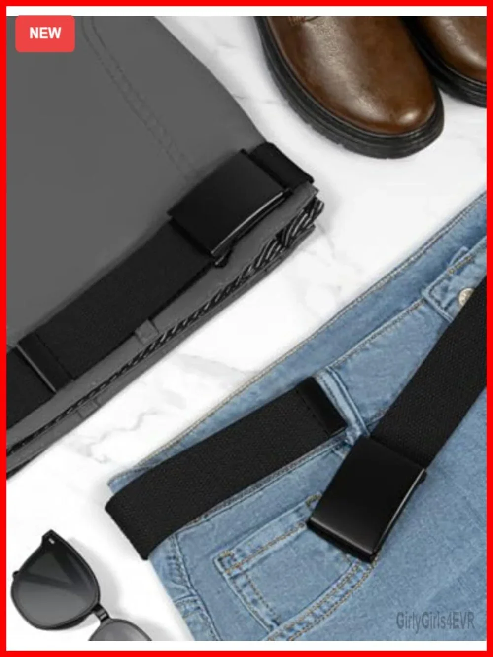 Adjustable Holeless Canvas Dress Belt with Metal Buckle - 53 Inch